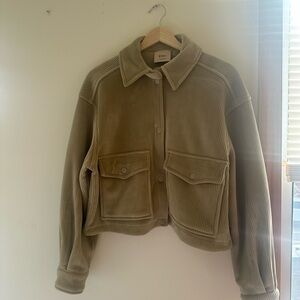 Elie Tahari Ribbed Utility Jacket in light olive green